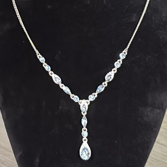 Givenchy Blue Crystal Pear-Shape Y-drop Lariat Necklace - Picture 2 of 9